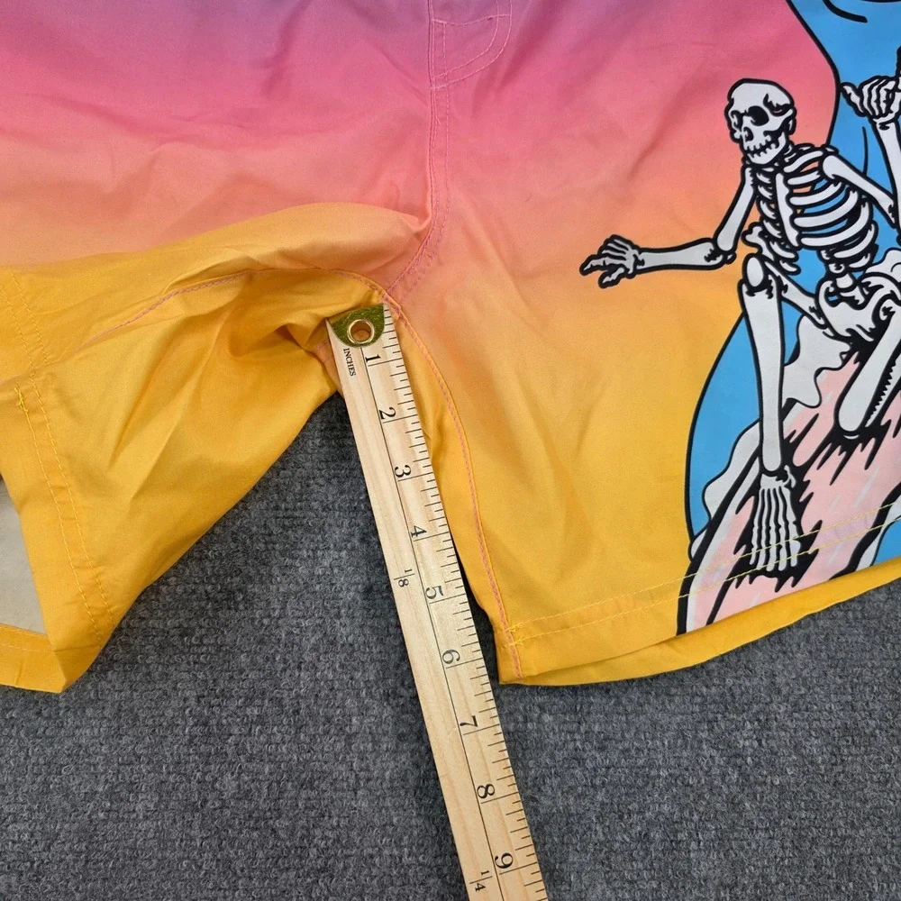 Men's XL Chemistry Skeleton Surfing Graphic Swim Trunks Gradient‎ Colors